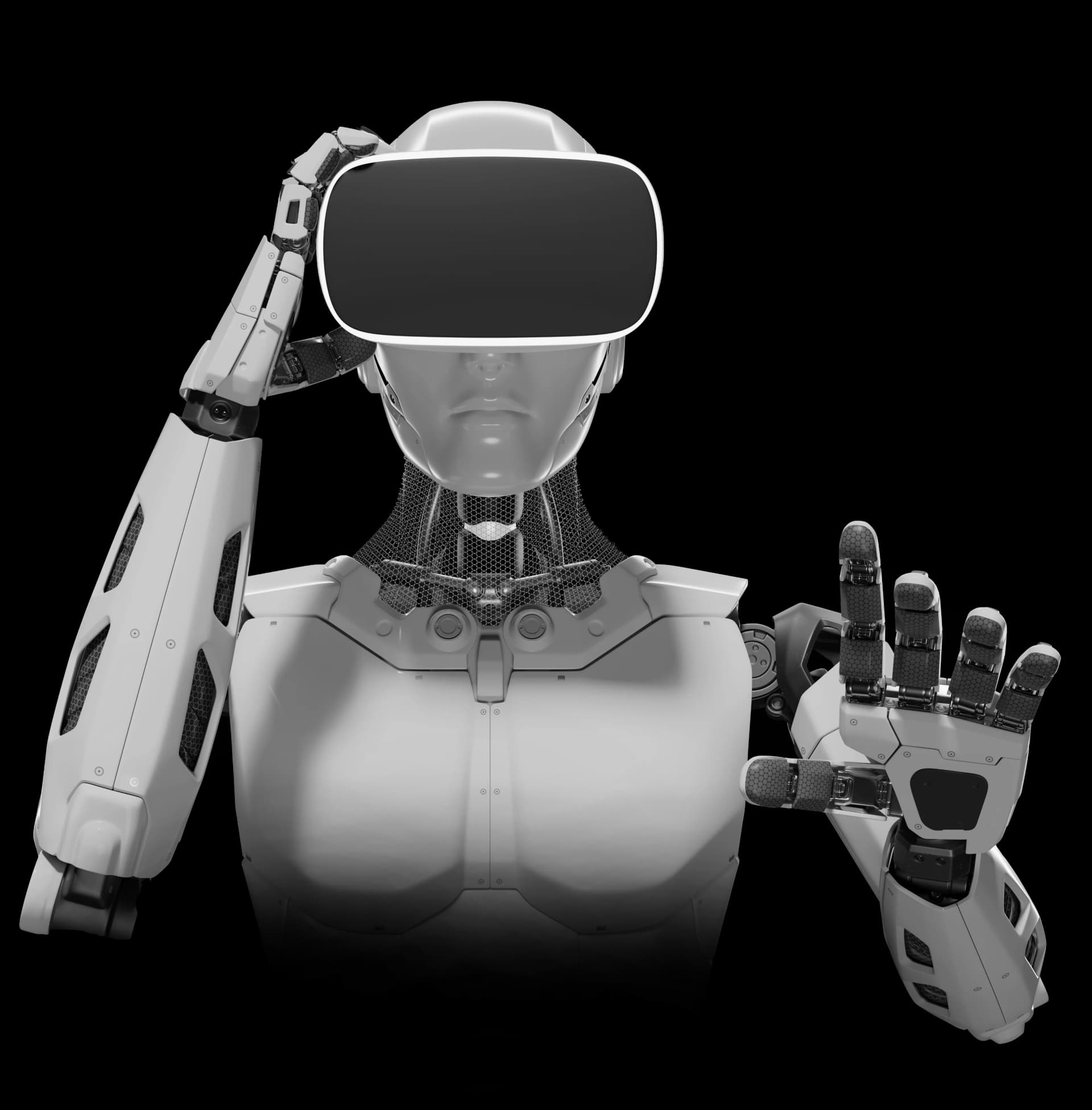 AI Robot with VR headset